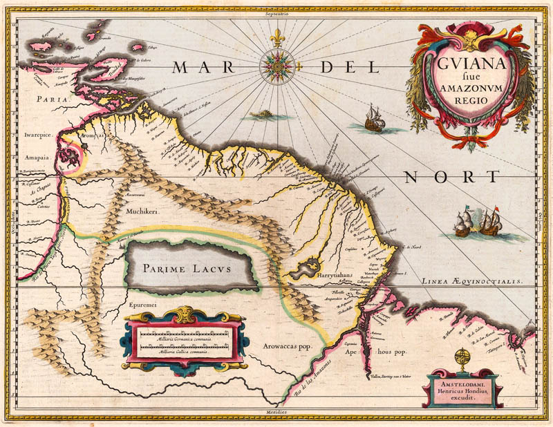 Guiana in Amazone Regio 1635 Hondius